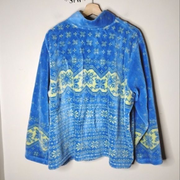 Vintage Talbots 2XP Fair Isle Fleece Quarter Zip Snowflake Ski Lodge Preppy Cozy - Picture 4 of 6